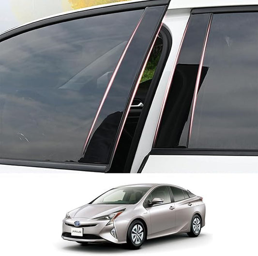 ZdeduoCar Toyota Dedicated Design Prius 50 Series ZVW50 ZVW51 ZVW52 ZVW55 (December 2015 - January 2023) Pillar Garnish B Pillar Genuine Side Visor Protective Cover Set of 8 (Piano Black)