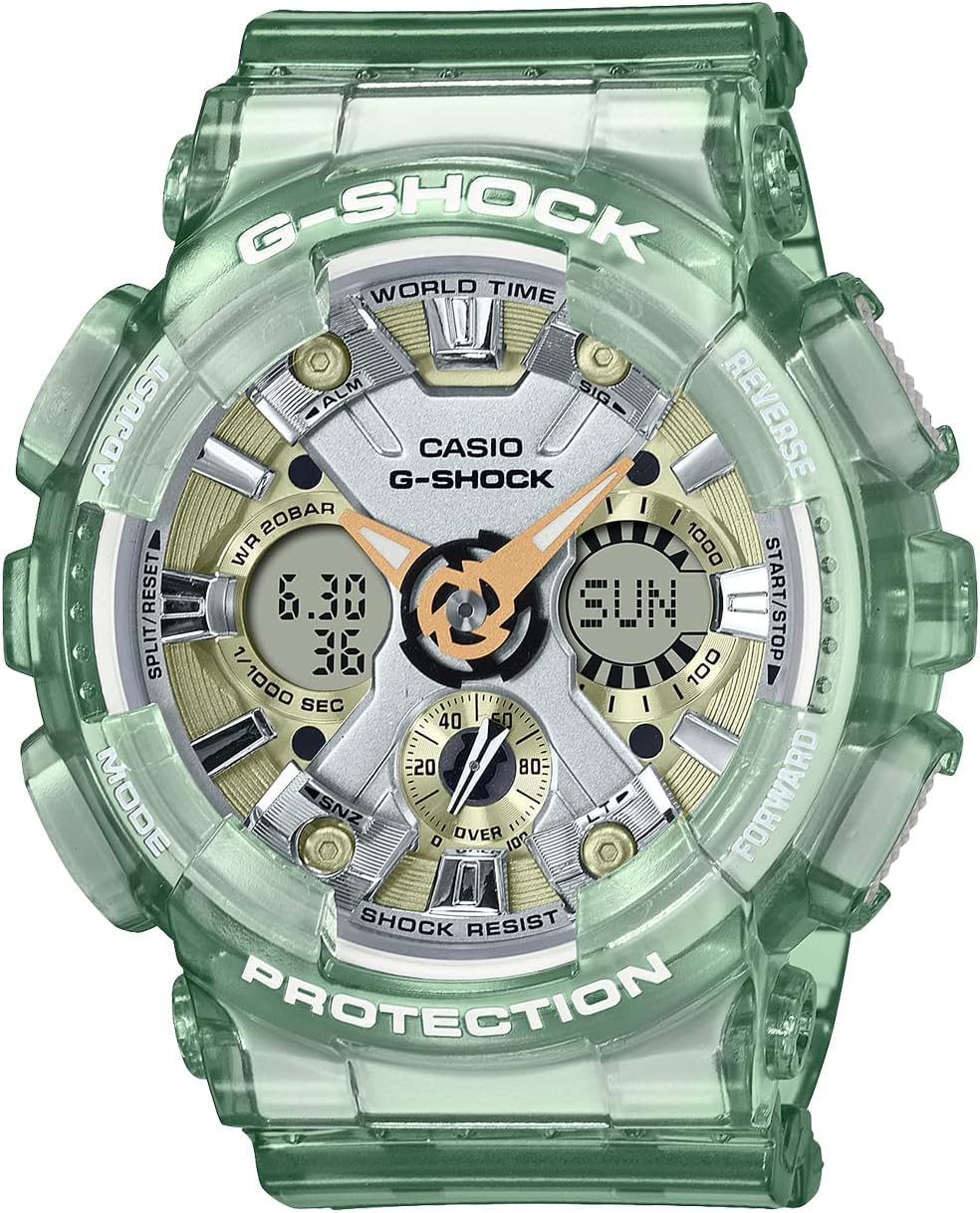 Casio GMA-S120GS-3AJF Women's Wristwatch, Web Limited, Midsize Model, Green, Web Limited Model/Green Skeleton