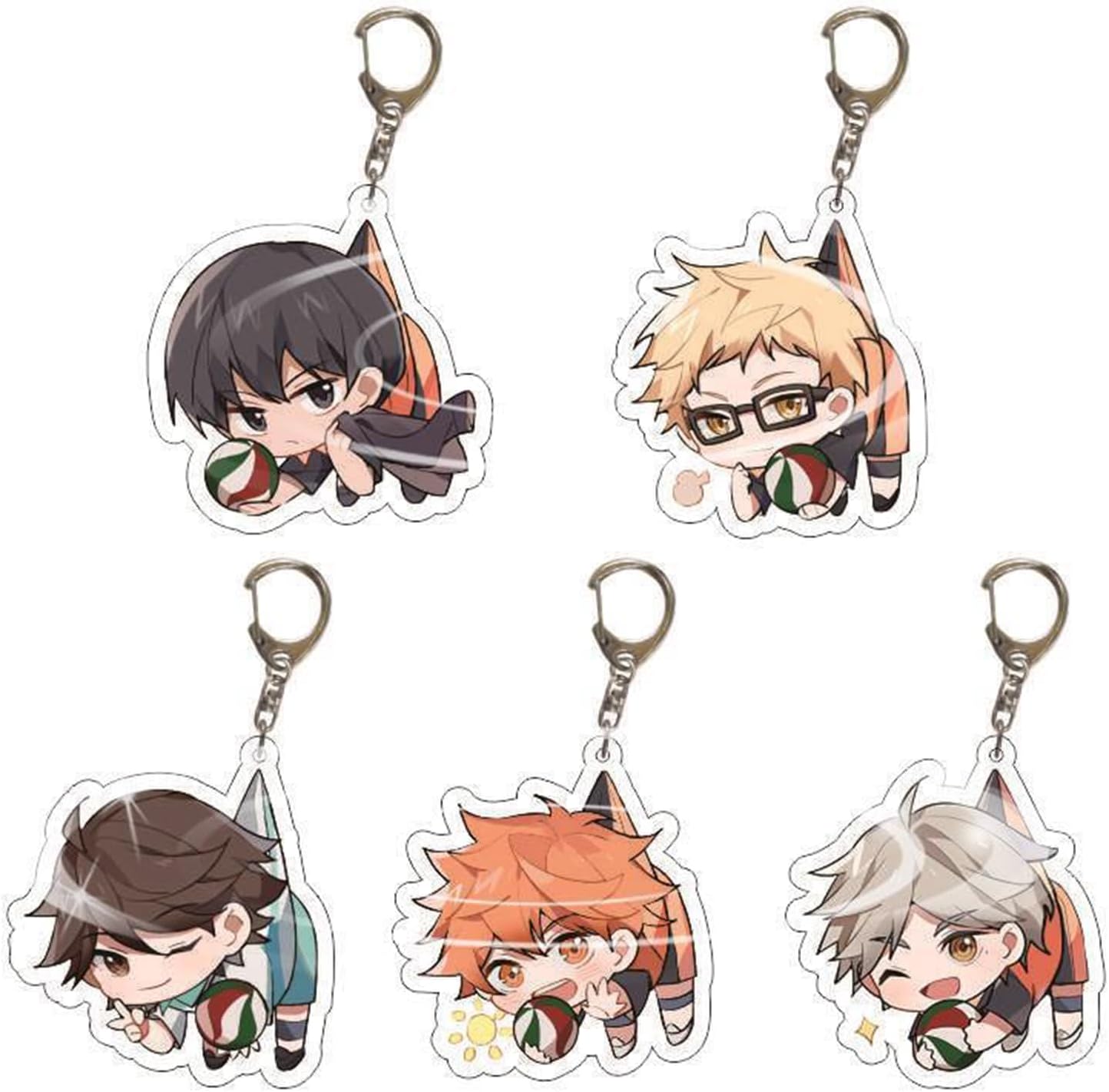Hinata Shoyo Sugawara Kosuke Tsukishima Hikaru Keychain Set of 5 Hanging Decorations Bag Decorations Mobile Phone Moe Goods Car Pendant Decorations Unofficial Tools Souvenirs Support Car