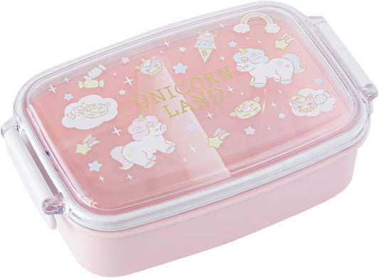 OSK Antibacterial Bento Box 500ml with Divider, Unicorn Lunch Box, Made in Japan PL-1R