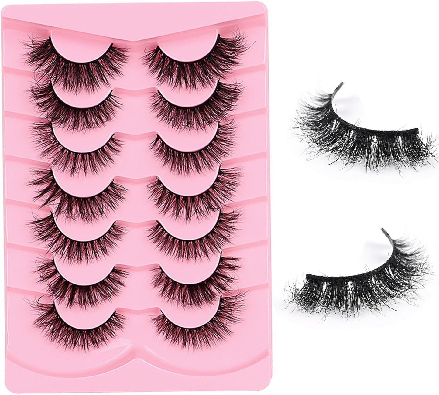 TORMEN Eyelashes Thick Fluffy Eyelashes 7 Sets 3D Curling Eyelashes, Professional Eyelashes, Thick Natural Eyelashes, Thick and Soft Eyelashes (Hybrid)