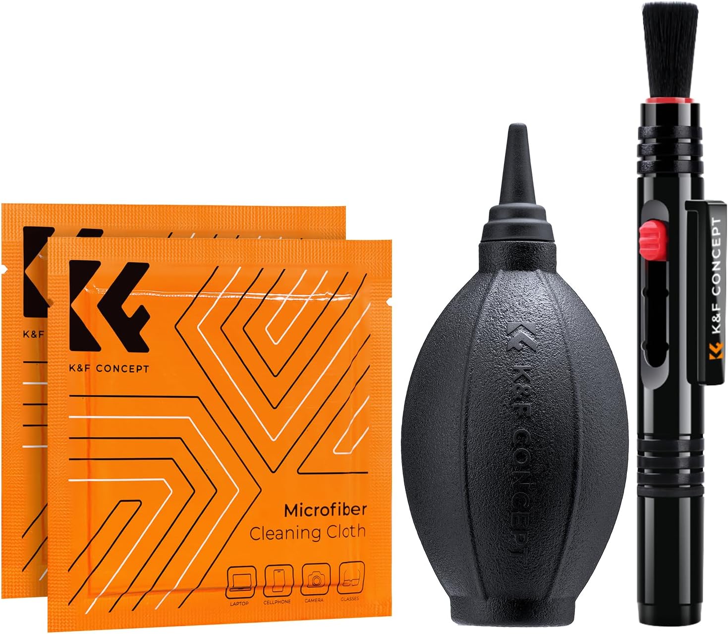 K&F CONCEPT カメラクリーニングキット カメラクリーニング用品 フィルターレンズ用 4点セット エアブロワー クリーニングクロス クリーニングペン デジタル一眼レフカメラレンズ対応 メンテナンス用品 お手入れ 掃除用品