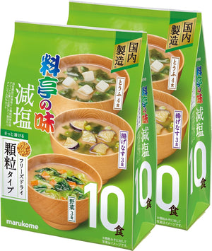 Marukome Restaurant No Aji, Freeze Dried, Miso Soup, Reduced Salt, 10 Servings x 2 Bags, Tofu, Fried Eggplant, Vegetables, Assorted, 4 Types, Miso Soup, Instant, Salt Limit
