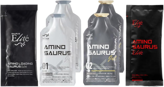 SAURUS Finisher Pack Aminosaurus Gel 4 Pack Amino Loadingsaurus 1 Pack Aminosaurus Elite 1 Pack Marathon Trail Running Supplement Long-Distance Runner (Finisher Pack)