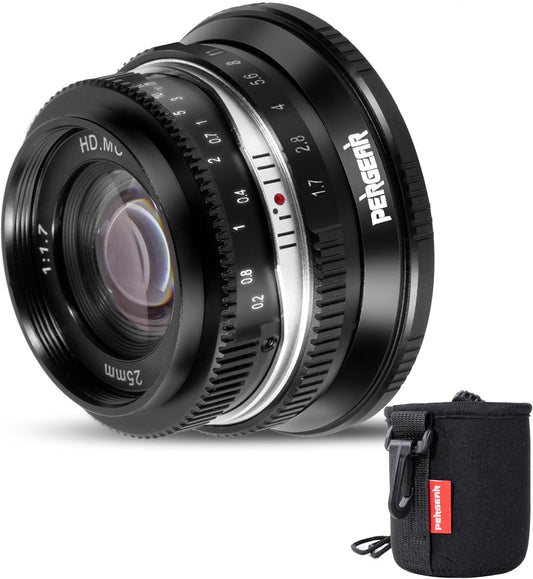 Pergear 25mm F1.7 Replacement Lens Large Caliber Manual APS-C Small Lightweight Camera Lens Perfect for Daily Shooting Portrait Street Photography Landscape Photography (Black, Canon RF Mount)