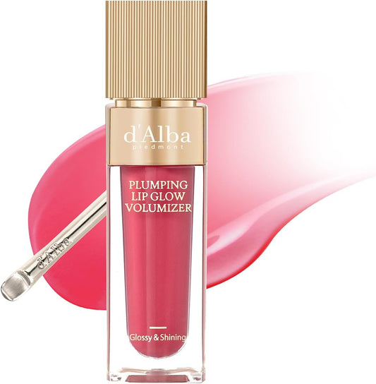 d'Alba Official Dalba Plumping Lip Gloomid Volumizer (Petal Rose), Moisturizing Lip Gloss, Colored Hypoallergenic, Lip Plumper
