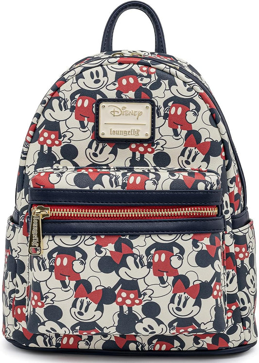 Loungefly Disney Mickey Minnie Mouse Mini Mochila Bolso AOP Rojo Azul Marino