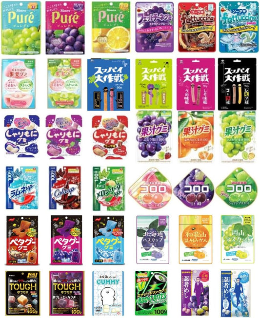Popular Gummy, 10 Types, Random Assorted, Fun Set, Candy, Large Capacity, Individual Packaging, Ninja Mei, Taste Sugar, Coloro, Puregummy, Juice Gummy, Fettuccine, For Chrying, Fruit, Spy