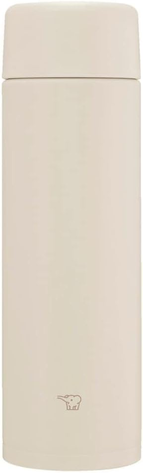 Zojirushi SM-ZB48-CM Thermos, Seamless Straw, 480ml (16.2 fl oz), Screw Stainless Steel Mug, Sand Beige, Integrated Straw and Gasket, Easy to Clean, Only 2 Parts to Wash