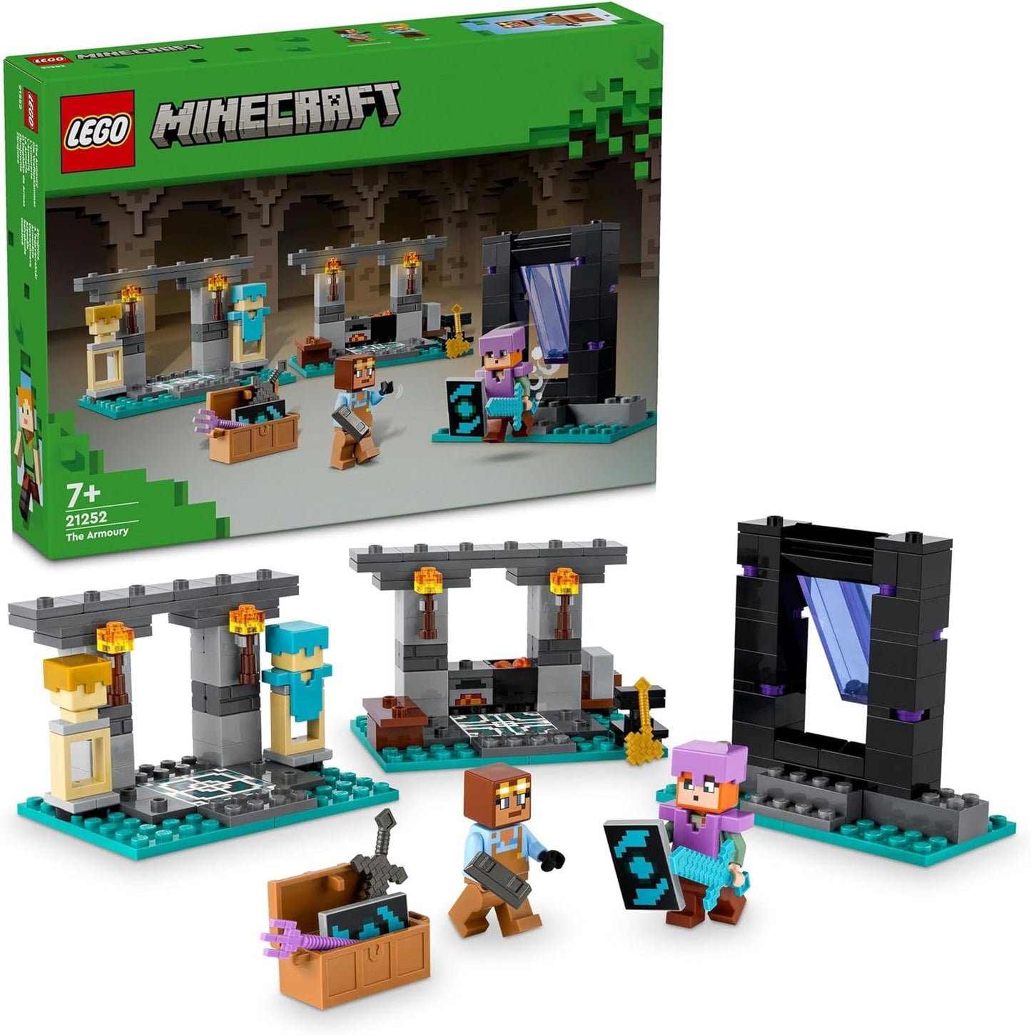 LEGO Minecraft 21252 The Armory Minecraft Toy for Kids, Elementary School Students, Toys, Great as Gift, Lego Blocks, Unisex, Ages 6 to 9
