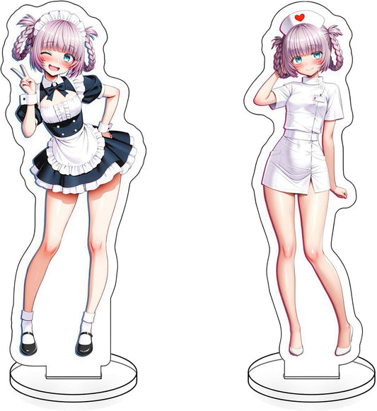 Nazuna Yofukashino From Yofukashino Uta Acrylic Stand, 2 Pieces [Nazuna Nanausa Maid Clothing Ver & Nurse Version] Anime Goods, Height 3.9 inches (10 cm)