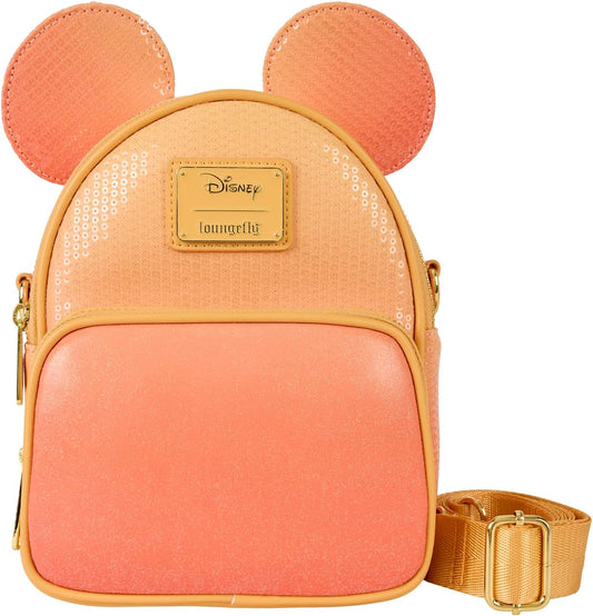 Mochila mini convertible con lentejuelas de glitter de Mickey Mouse de Loungefly y bolso cruzado
