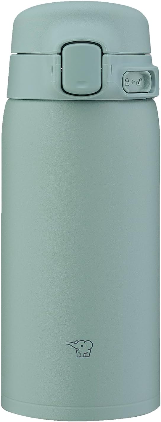 Zojirushi Thermos Bottle 360ml 【Easier to Clean】Dishwasher Safe, Seamless Lid, Only 2 Parts to Wash, Lightweight & Compact, Keeps Cold & Hot, One-Touch Mug, Calm Green SU-BA36-GM