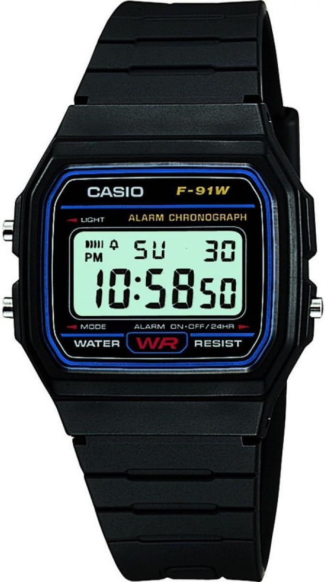 カシオ　デジタル腕時計　F-91W-1YER　黒　Casio