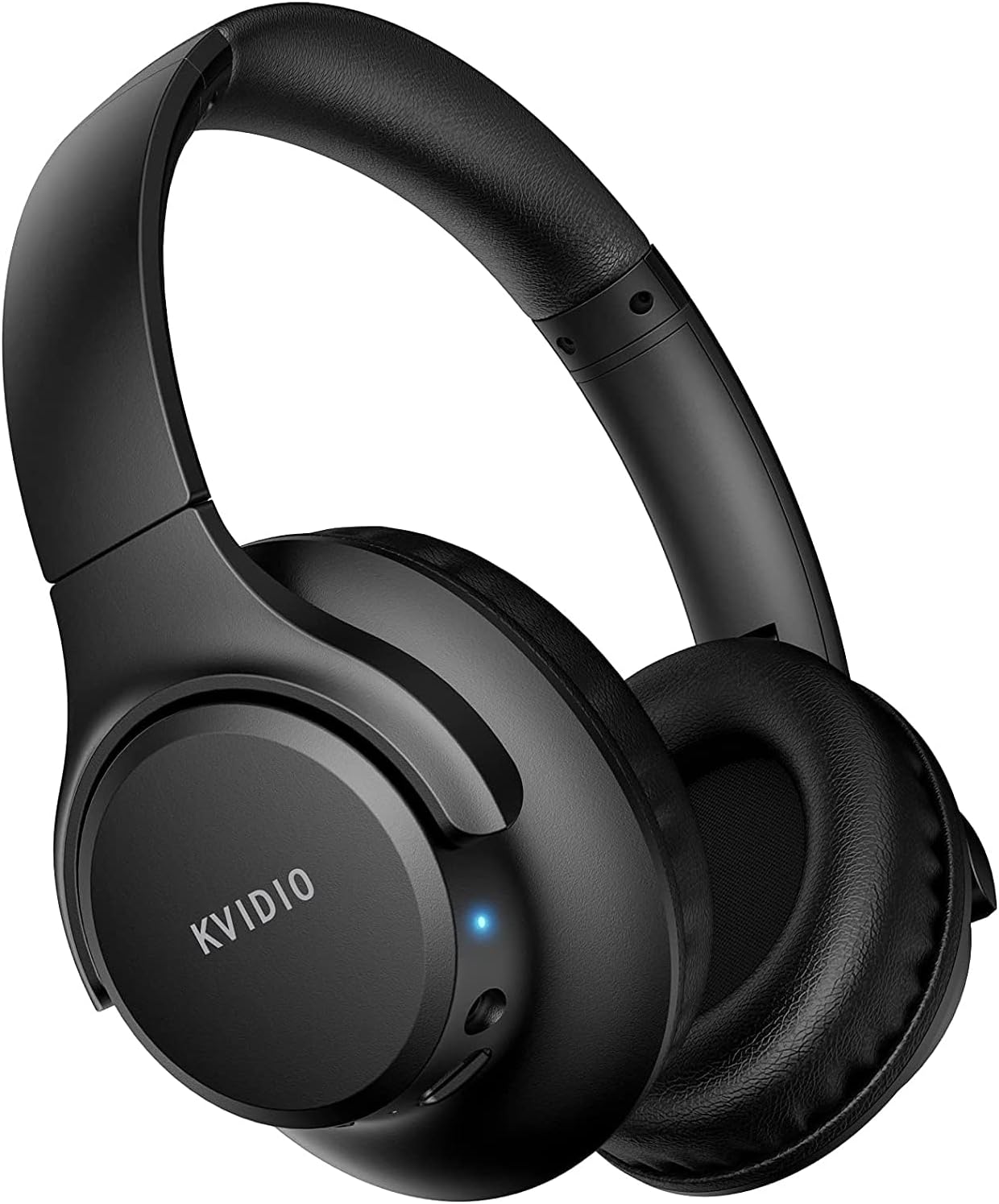KVIDIO WH201A Wireless Headphones, Bluetooth 6.0, 65-Hour Playback, 1.6 inches (40 mm), HD Driver Unit, Over-Ear Headphones, Built-in Mic, Wired Wireless, Dual Use, Sound Insulation, Sealed Type, Hands-free Calling, Bluetooth Headphones, Black