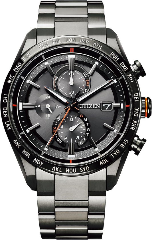 Citizen Eco-Drive AT8185-62E ACTLine Men’s Radio Wave Watch, Black Titanium, Waterproof, Business, Radio Wave Solar, Gift