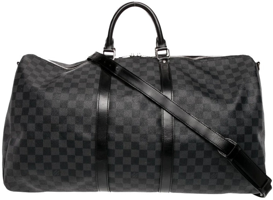 LOUIS VUITTON 'KEEPALL BANDOULIÈRE 55' CHECKERED DUFFLE BAG