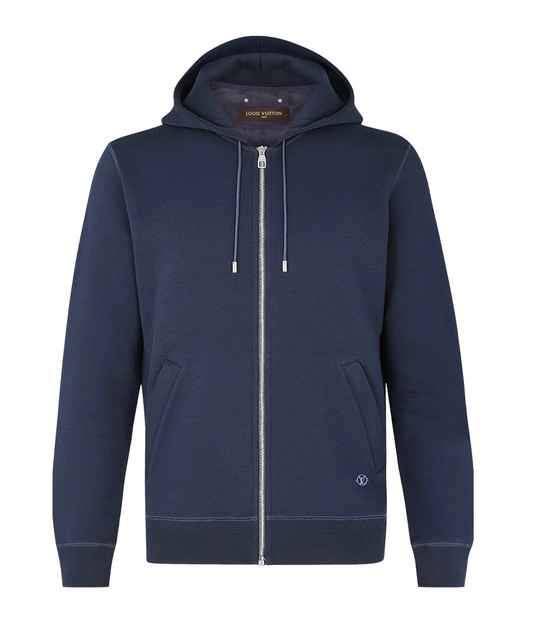 LOUIS VUITTON 'TRAVEL' NAVY BLUE ZIP UP HOODIE