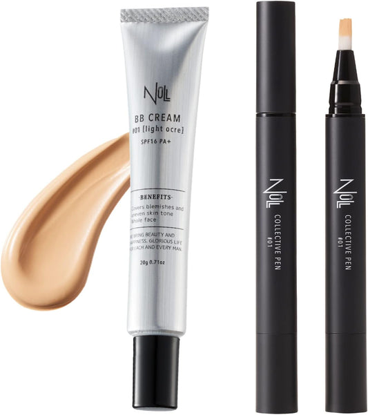 NULL Concealer (For Redness, Bears, Pores, Acne Marks) Collective Pen #01 Natural Cover BB Cream #01 Set for Lighter Skin