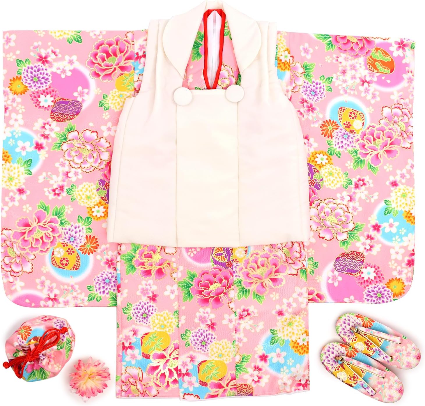 Kyoetsu 753 753 Shichi-Go-San 3 Years Old Girls Kimono Set, Cover, Plain Cover, Accessories, Full Set