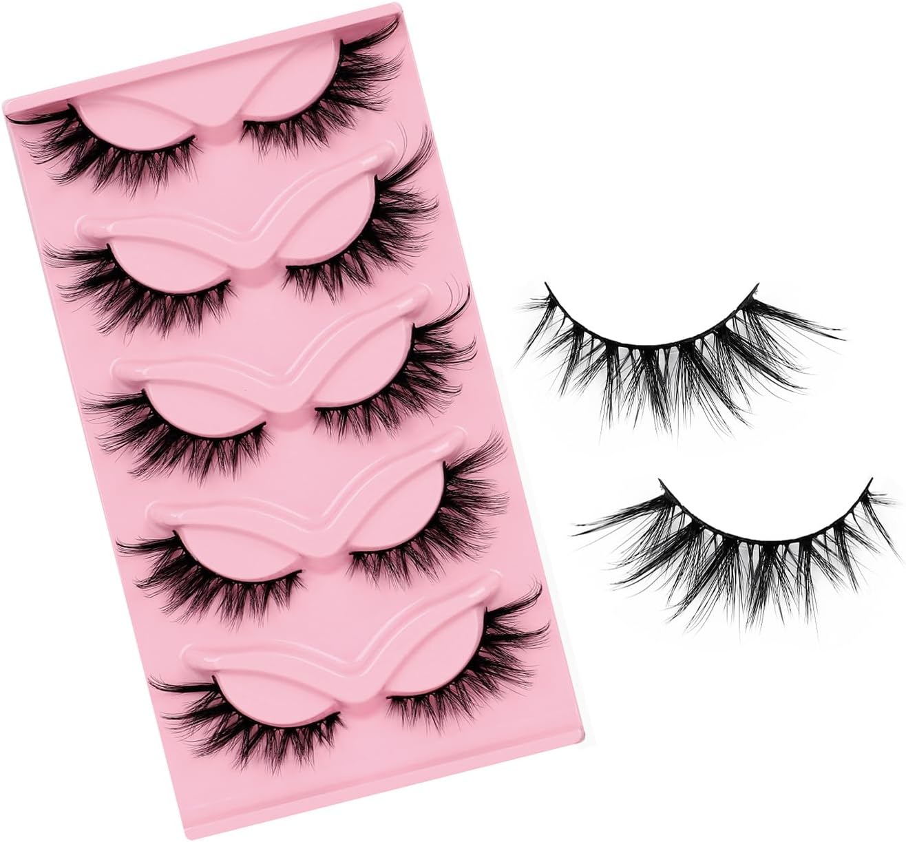 EKIND 5 Pairs Faux Eyelashes with Hanging Eyes - 3D Volume and Fluffy Curls, Perfect for Daily Makeup and Stage Makeup