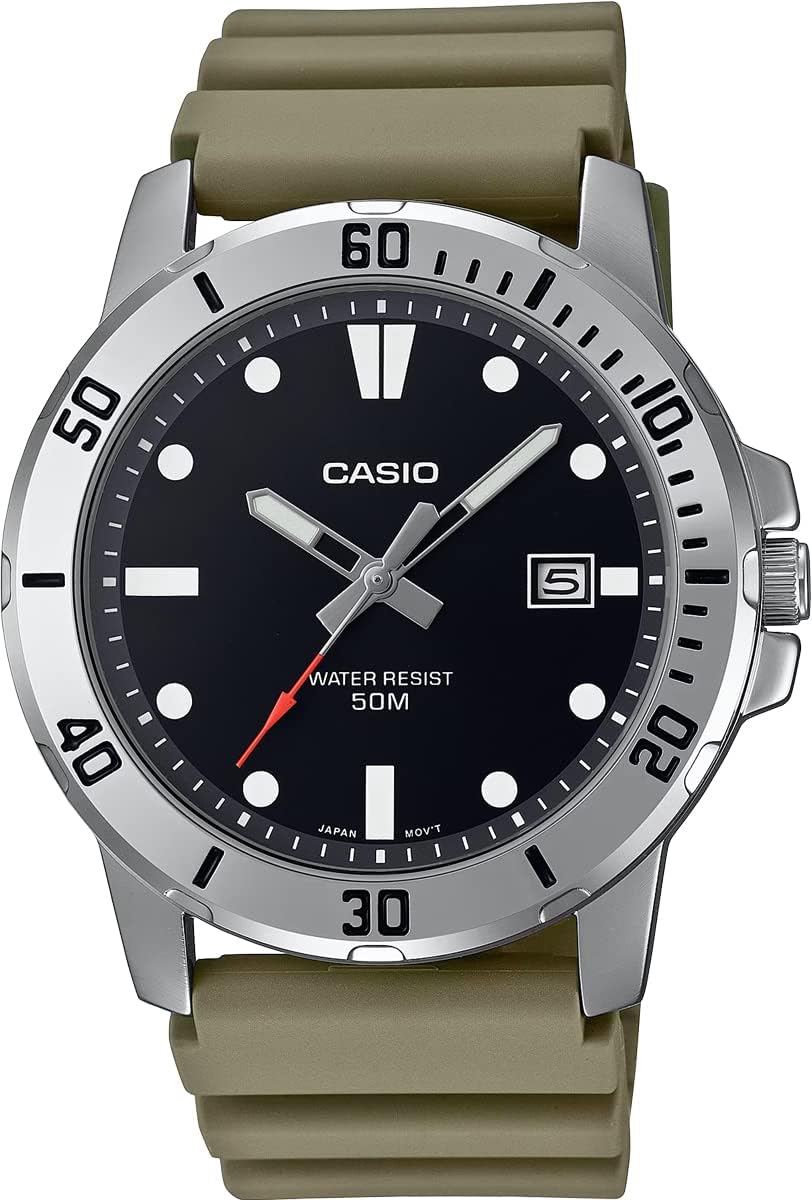 Casio MTP-VD01 Series Standard Analog Quartz Men's Watch, Military, Overseas Model, Olive MTP-VD01-3EV