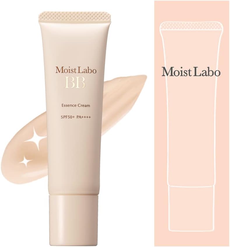 (Exclusive) Moist Lab BB Essence Cream (Shiny Beige), 1.1 oz (30 g), SPF50 PA++++ (High Moisturizing/Pore Cover), Made in Japan