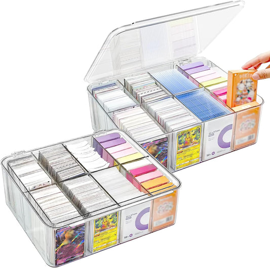 Mirasizuku Card Case, Large Capacity, Pokemon Card Case, Set of 2, Approximately 5,600+ Trading Card Storage, 224 Loader PSA Storage Case, Horizontal Slot, Vertical Port, Storage Box, Removable