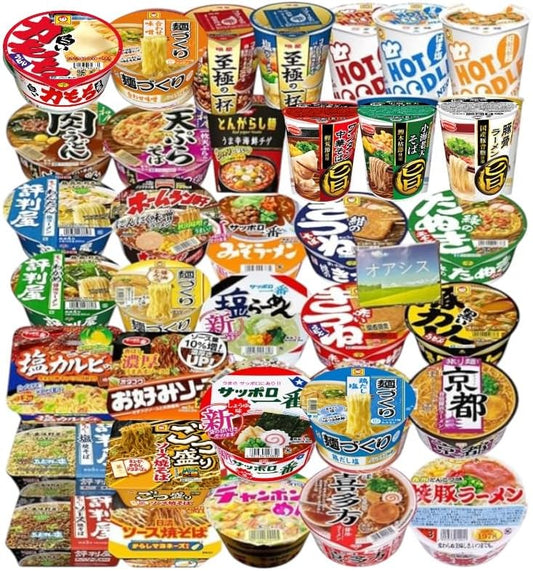 Cup Ramen 12 Types Assortment Set - 2 types of yakisoba, 6 types of round cups, 4 types of vertical cups, Maru-chan, Myojo, Sapporo Ichiban Assorted Set with Original Oasis Tissue
