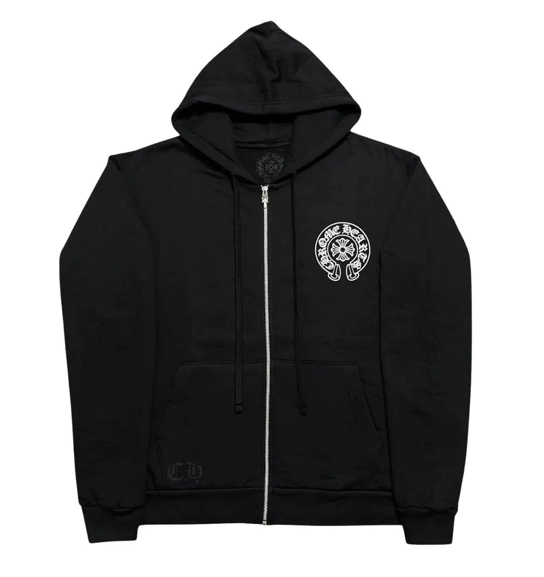 CHROME HEARTS 'MIAMI EXCLUSIVE' HORSESHOE BLACK ZIP-UP HOODIE