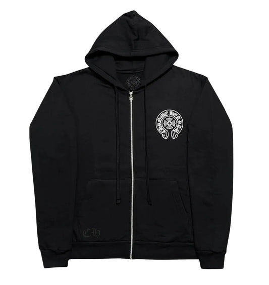 CHROME HEARTS 'MIAMI EXCLUSIVE' HORSESHOE BLACK ZIP-UP HOODIE