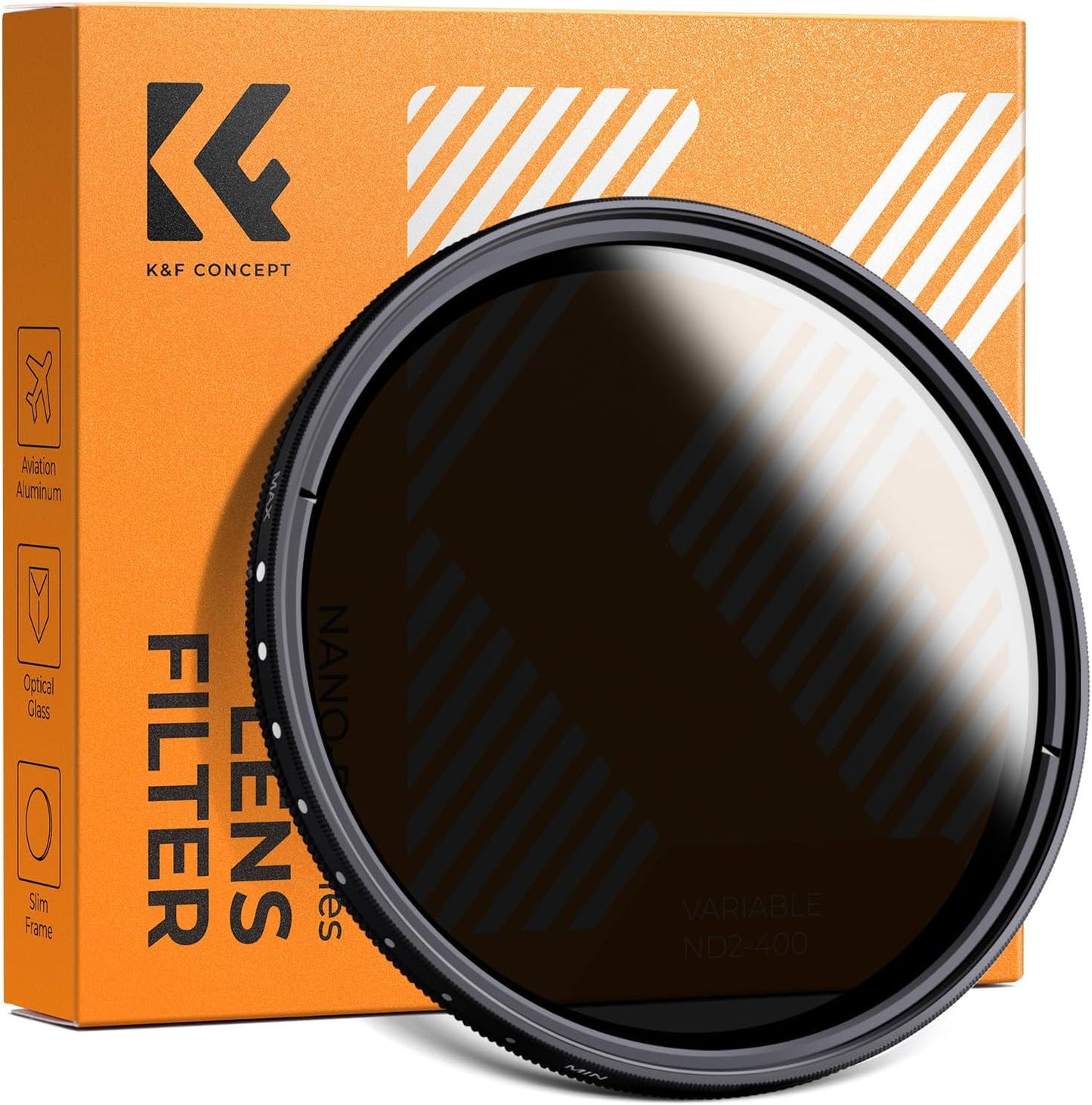 K&F CONCEPT 67mm 可変NDフィルター ND2-ND400 減光フィルター 超薄型 カメラ用フィルター+超極細繊維布（67mm ND Filter）