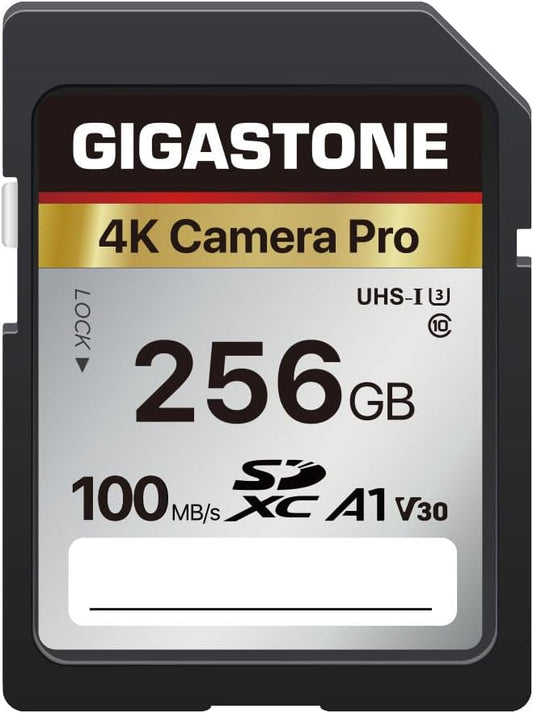 Gigastone SD Card 256GB Memory Card A1 V30 U3 Class 10 SDXC High Speed 4K UHD & Full HD Video for Canon Nikon and More Digital Camera SLR with 1 Mini Case