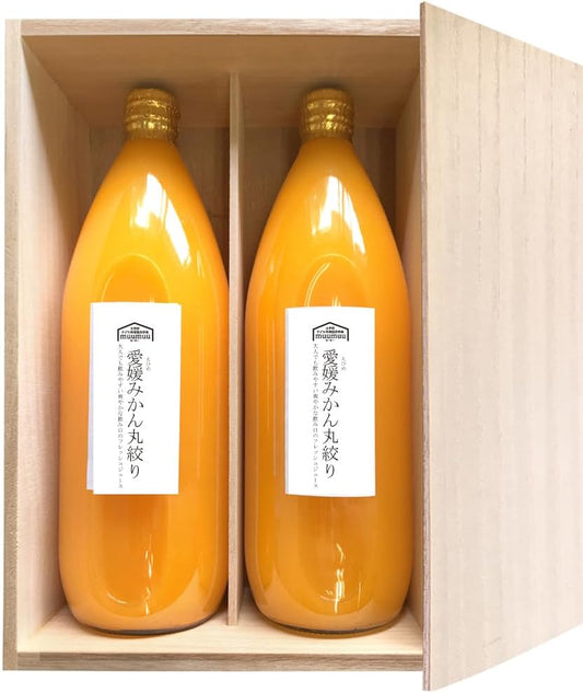 Drink Gift, Gift, Paulownia Box, Ehime Mikan Juice, Premium, 2-piece Set, Wrapping, Domestic Product