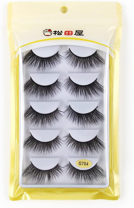 5 Pairs Mink Eyelashes Matsudaya G7 Series Super Dense Stage Makeup Natural False Eyelashes Long Eyelashes Extension Fake Eyelashes Handmade (G704)