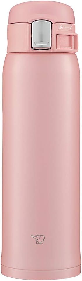 Zojirushi Mahobin SM-SF48-PA Water Bottle, 16.2 fl oz (480 ml), One-Touch Mug, Lightweight & Compact, Standard Type, Hot & Cold Retention, Pink