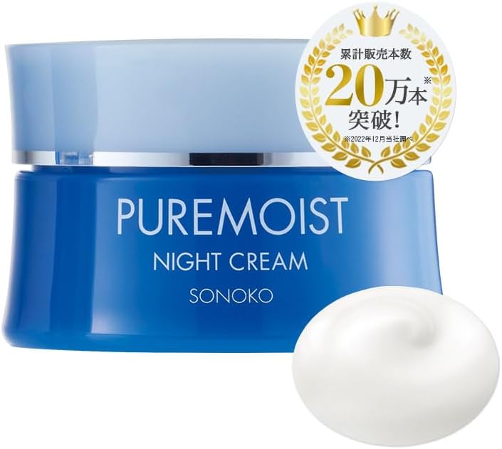 SONOKO (50th Anniversary Suzuki Sonoko) Pure Moist Night Cream R 1.1 oz (30 g) (Night Cream to Adjust Skin Conditions During Sleep), Moisturizing Ingredients, Hyaluronic Acid, Ceramide, Moisturizing