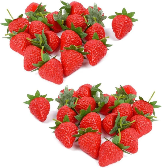 Alpha Depot Strawberries Food Sample 50pcs Strawberry Display Fake Fruit Realistic Model (Complete Red)