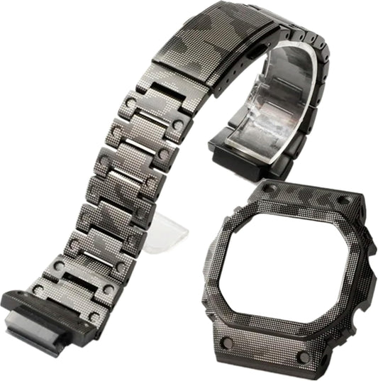 [JUSUTEK] 2025 Innovation Watch Band + Case Set Compatible for G-SHOCK Compatible with DW-5600/5000/5025/5030/5035/GW-B5600/GWX-5600/GB5600B Metal Custom, Men's Watch Modification Replacement