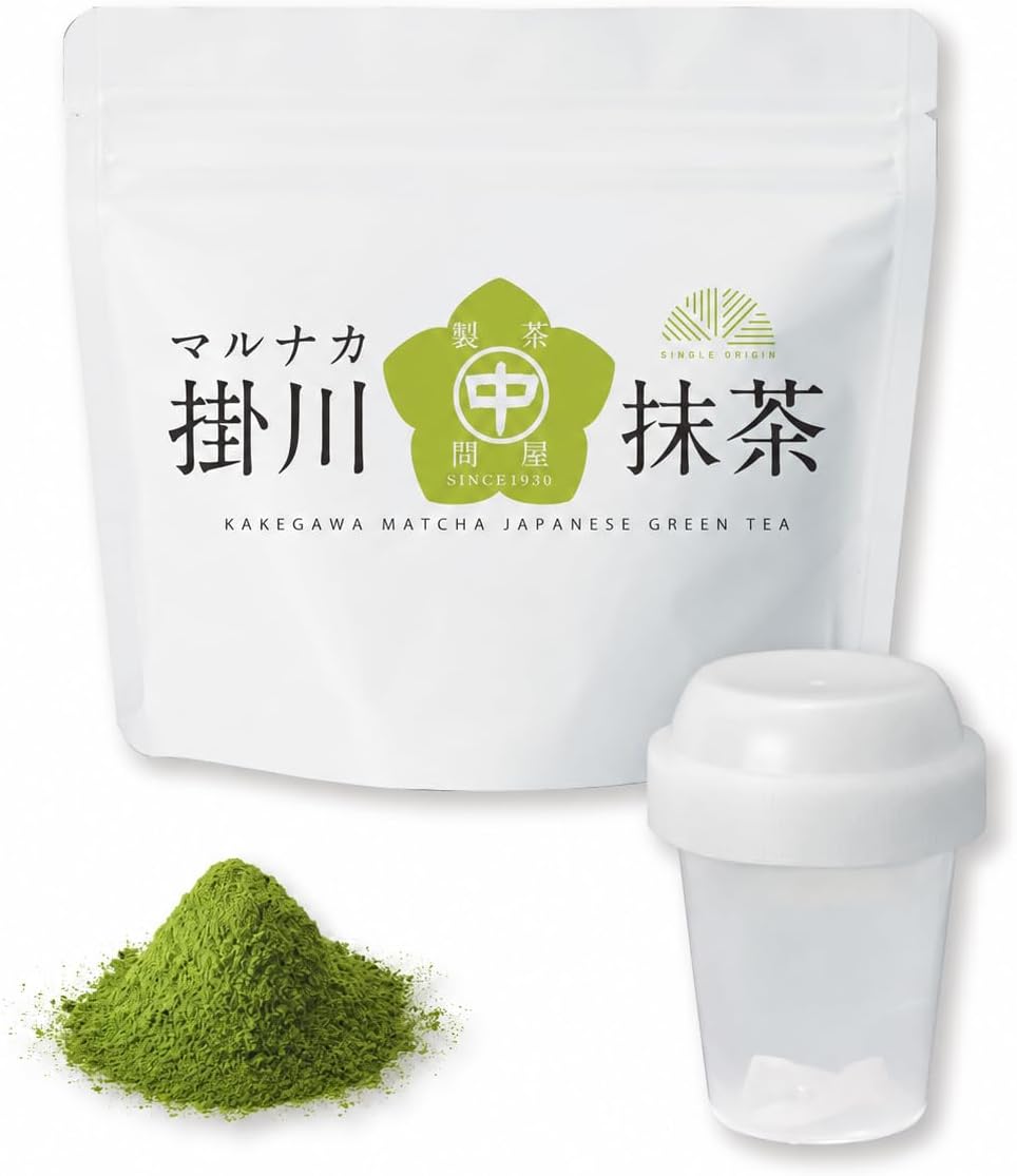 Nakamura Korokuen from the Tea Town Kakegawa "Marunaka Kakegawa Matcha & Shaker Set" 60g Kakegawa-grown 100% Single Origin with Measuring Spoon Matcha Latte for Practice Usucha Sweets Making Shaker