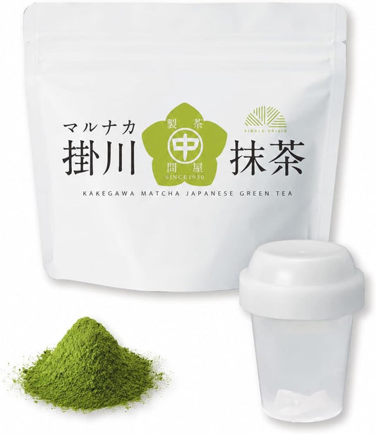 Nakamura Korokuen from the Tea Town Kakegawa "Marunaka Kakegawa Matcha & Shaker Set" 60g Kakegawa-grown 100% Single Origin with Measuring Spoon Matcha Latte for Practice Usucha Sweets Making Shaker