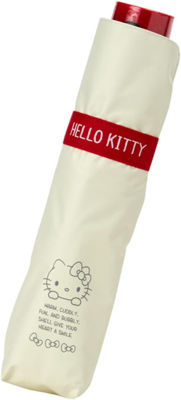 Sanrio 297780 Hello Kitty Folding Umbrella, 100% Polyester, UV Reduction, Over 99.9% Shading Rate, Water Repellent Treatment