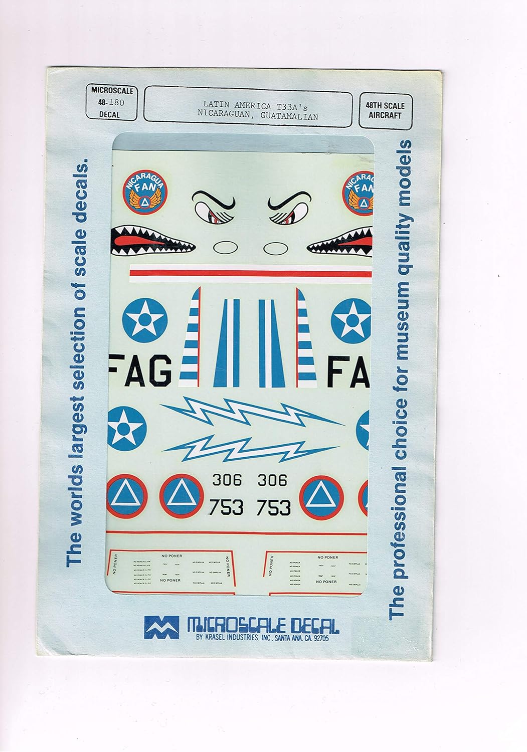 Micro Scale 1/48 T-33 Shooting Star LATIN AMERICA Nicaragua Guatemala Plastic Model Decal [48-180]
