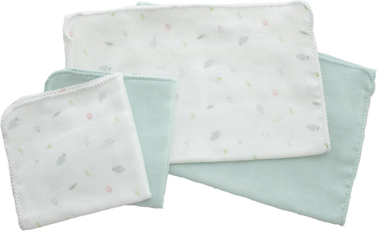 PUPO Bath Set, 2 Gauze Handkerchiefs, 2 Gauze Handkerchiefs, 10.6 x 10.6 inches (27 x 27 cm), Bathing Gauze → 10.6 x 27.6 inches (27 x 70 cm), Made in Japan, Kindergarten Preparation (Marine Pattern)