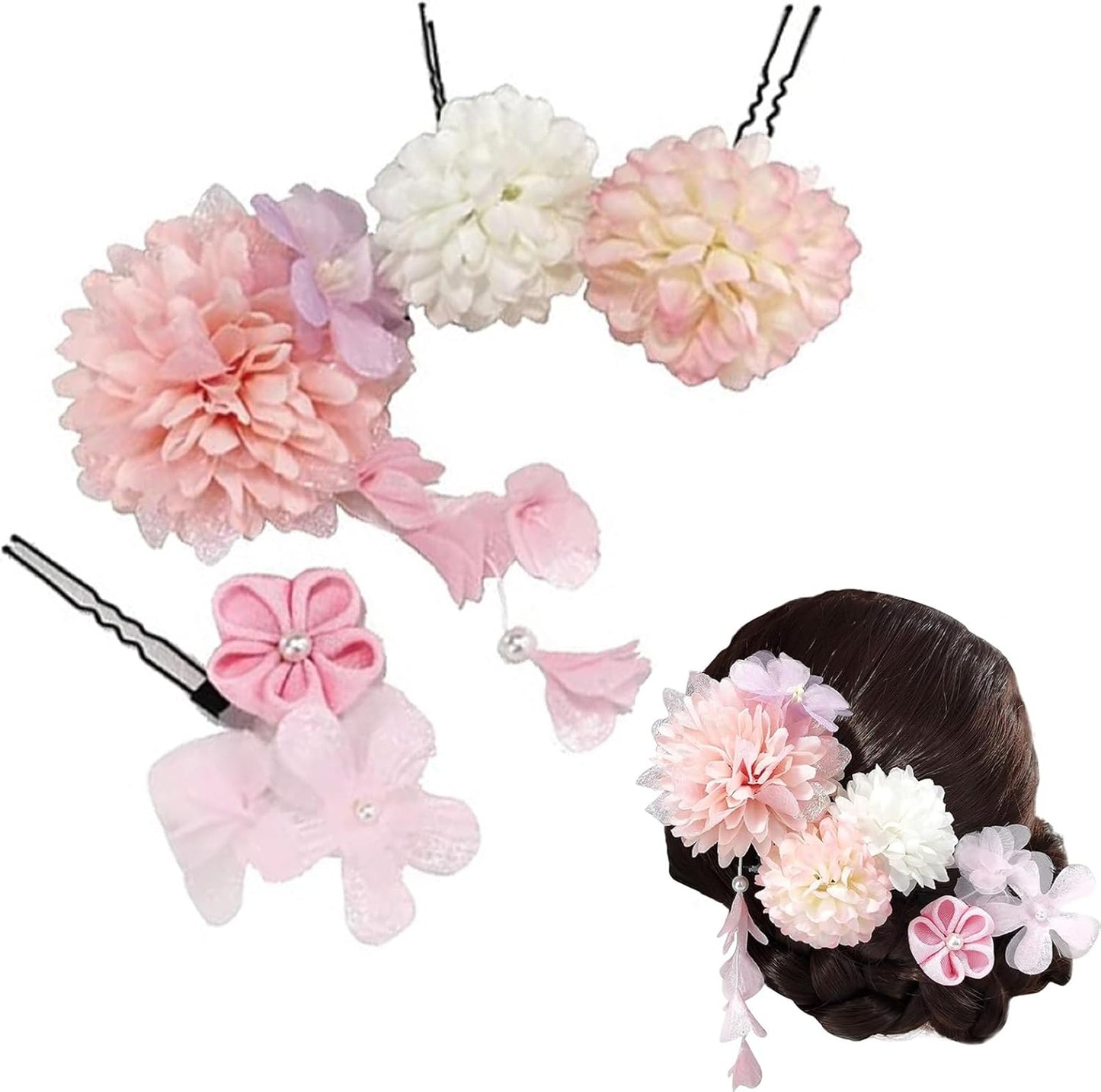 Coming-of-age Ceremony, Japanese Style, Yukata, Popular, Graduation Ceremonies, Weddings, Shichi-Go-San Parties, Thank You Party, New Year, Fireworks Display, Flowers, Dry Flowers, Hair Clip, Hair