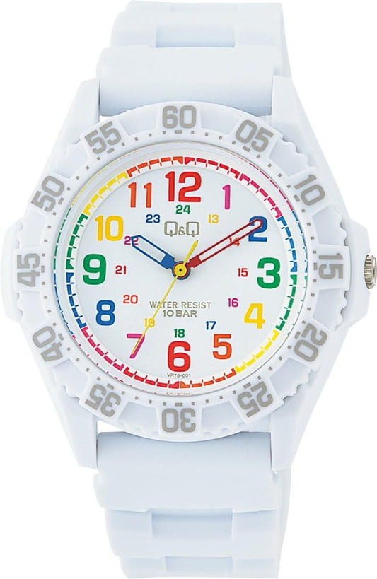 Citizen Q&Q Analog Wristwatch, Waterproof, Urethane Strap, VR25 and More, white/rainbow