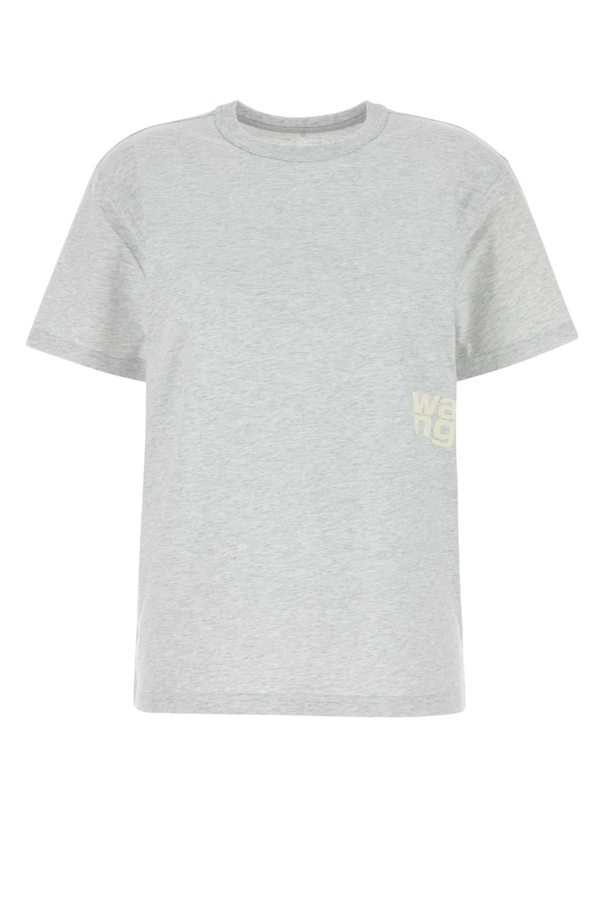 T By Alexander Wang Tによるアレクサンダー王メランジュライトグレーコットンTシャツ - Image 1