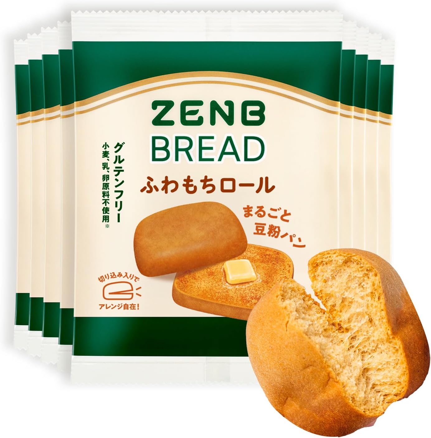 ZENB ZENB Bread, Fluffy Bread, Plain, Slices, 9 Pieces, Food Bread, Gluten Free, Dietary Fiber Supplement, Flour-free, Protein, Breakfast, Snacks, Long Life Pan, Daily Life, Store at Room Temperature