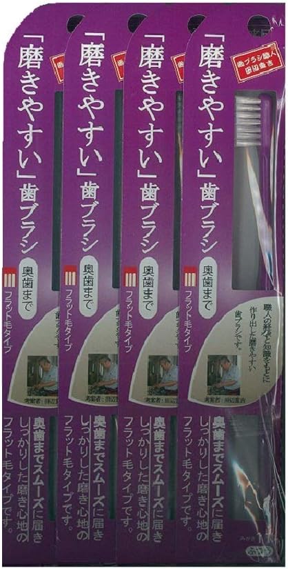 Toothbrush Artisan Shigekichi Tanabe Easy to Polish Toothbrush Back Teeth Flat Bristle Type LT-11 (Set of 4)