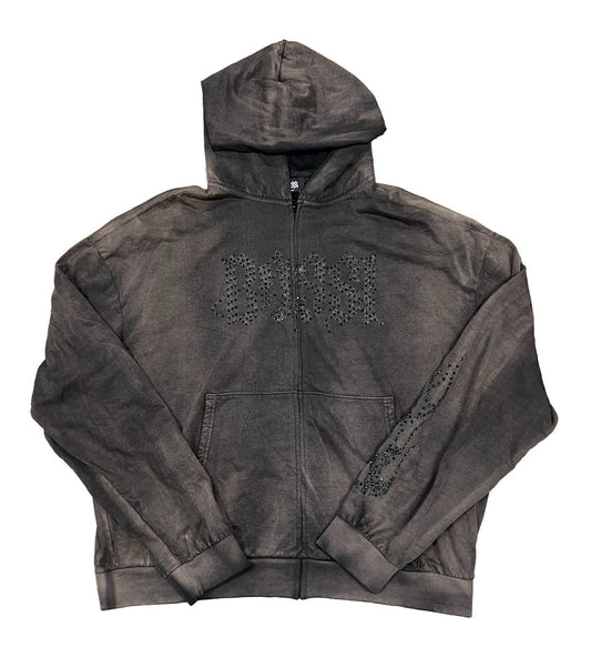 BOSSI 'BLACK LOGO' BROWN WASH ZIP-UP